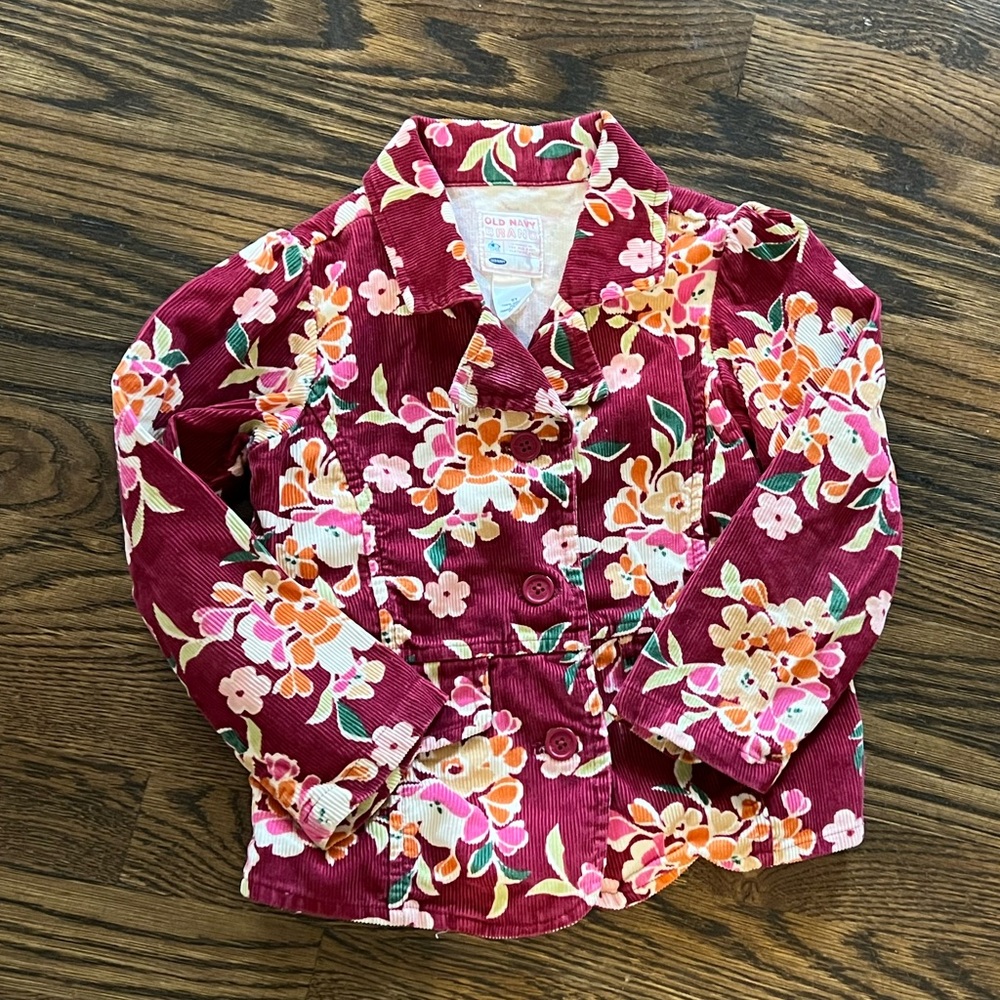 Old Navy Floral Burgundy Blazer/jacket Size 5T